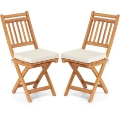Tangkula Folding Patio Chairs Set Of 4 W/ Slatted Backrests & Soft Seat Cushions -Tangkula GUEST 22400265 5eee 4012 97a9 41d00e5be5a2