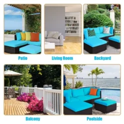 Tangkula 5PCS Cushioned Rattan Patio Conversation Set Outdoor Furniture Set W/ Ottoman 15 Tangkula 5PCS Cushioned Rattan Patio Conversation Set Outdoor Furniture Set W/ Ottoman -Tangkula GUEST 225fb231 c0ce 45b3 b047 79baab334836
