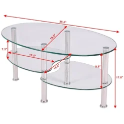 Tangkula Oval Dining Table Tempered Glass Top Tea Table Chrome Base Living Room -Tangkula GUEST 2285a22a 7933 4505 acf5 d01f7b59f79d