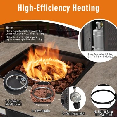 Tangkula 5-Piece Patio Furniture Set With 30 Inches Gas Fire Pit Table Outdoor PE Wicker Sectional Sofa Set With Cushions Red/Beige/Navy/Turquoise 3 Tangkula 5-Piece Patio Furniture Set With 30 Inches Gas Fire Pit Table Outdoor PE Wicker Sectional Sofa Set With Cushions Red/Beige/Navy/Turquoise - Image 3