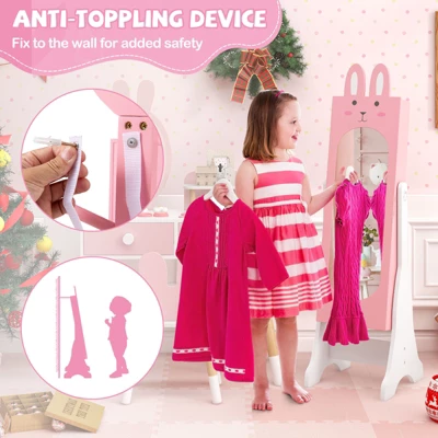 Tangkula Kids Jewelry Armoire Cabinet Free-Standing Full Length Mirror With Storage And 4 Tilt Angles 7 Tangkula Kids Jewelry Armoire Cabinet Free-Standing Full Length Mirror With Storage And 4 Tilt Angles - Image 7