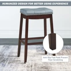 Tangkula Set Of 4 Saddle Bar Stools Backless Nailhead Counter Stool With Grey Cushions Coffee/White 17 Tangkula Set Of 4 Saddle Bar Stools Backless Nailhead Counter Stool With Grey Cushions Coffee/White -Tangkula GUEST 22dd2d27 43e8 4d2d 8721 e98ec1a4dedf