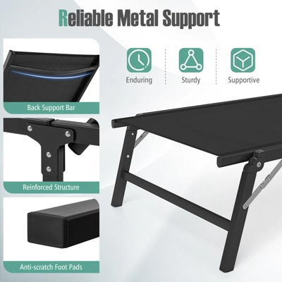 Tangkula Lounge Chair Outdoor Set Of 2 Foldable Patio Chaise Lounge Chairs With 5-Position Adjustable Backrests Heavy Duty Metal Frame No Assembly 7 Tangkula Lounge Chair Outdoor Set Of 2 Foldable Patio Chaise Lounge Chairs With 5-Position Adjustable Backrests Heavy Duty Metal Frame No Assembly - Image 7