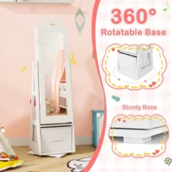 Tangkula Kids Jewelry Cabinet With Full-Length Mirror Drawer 2 Adjustable Tilt Angles -Tangkula GUEST 22fadfbc 309c 4c8f 8a77 7338c8609442