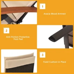 Tangkula Outdoor Rattan Wicker Lounge Chair Folding Patio Chaise W/ Wheels -Tangkula GUEST 23021d92 2454 42f8 831c bf8691ac5c0d