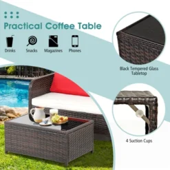 Tangkula 2PCS Patio Rattan Furniture Set Loveseat W/Coffee Table For Garden Porch Backyard Brown 13 Tangkula 2PCS Patio Rattan Furniture Set Loveseat W/Coffee Table For Garden Porch Backyard Brown -Tangkula GUEST 23071480 e54b 4d0a a60d 9d5b3fa90333