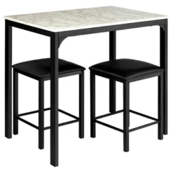 Tangkula 3 Pieces Counter Height Table Set 2 Chairs Bar Dining Room Faux Marble -Tangkula GUEST 23716879 7066 45a8 98be f1aeb0af018e