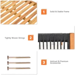 Tangkula 3PCS Patio Acacia Wood Sofa Furniture Set Thick Cushion W/ Nylon Rope Armrest Gray/White -Tangkula GUEST 23773821 c2fe 491a 9e4b 2b908097299f