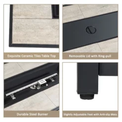 Tangkula 7PCS Patio Rattan Furniture Set Fire Pit Table Cover Cushion Beige -Tangkula GUEST 23798783 0379 42b5 9ec4 915857ef2007