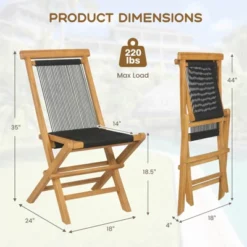 Tangkula 4PCS Folding Chairs W/ Quick-Folding Portable Design Woven Rope Seat Porch Patio -Tangkula GUEST 237d816e 6cad 4d47 b5cc c9b8e5ba0ad9 1