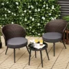 Tangkula 3PCS Rattan Patio Furniture Set Outdoor Conversation Furniture Set W/ Seat Cushions