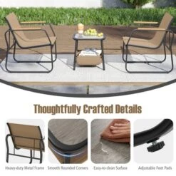 Tangkula 3-Piece Bistro Set Patio Chairs & Side Table W/ Storage Basket Breathable Mesh Fabric -Tangkula GUEST 23f37476 4b2e 48a9 b01f c743e653a3f2