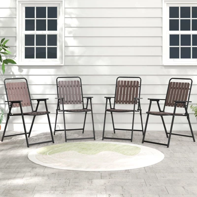 Tangkula 4 Pcs Patio Folding Chairs Portable Outdoor Dining Chairs W/ PP Seat & Back 3 Tangkula 4 Pcs Patio Folding Chairs Portable Outdoor Dining Chairs W/ PP Seat & Back - Image 3