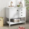Tangkula Bathroom Vanity Unit W/ Basin W/ Extra Wide Granite Countertop Ceramic Sink