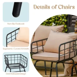 Tangkula 4PCS Patio Conversation Set Outdoor Furniture Set W/ Cushions Steel Structure -Tangkula GUEST 25196163 97f9 4a01 9138 2a2c33d0144d