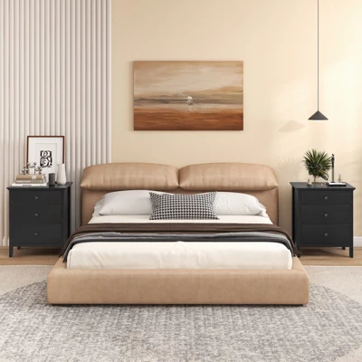 Tangkula 2-Piece 3Drawers Modern Nightstand Bedside Table Wooden End Table Black/White 4 Tangkula 2-Piece 3Drawers Modern Nightstand Bedside Table Wooden End Table Black/White - Image 4