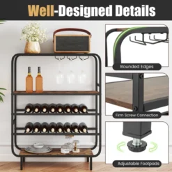 Tangkula 16 Bottle Drinks Rack W/ Glass Holders Metal Frame Storage Shelf For Kitchen -Tangkula GUEST 2561cec4 7b99 4ff1 9814 9e31a4c8b88c