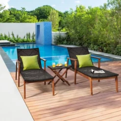Tangkula 3PCS Chaise Lounge Set 4-Level Folding Chaise Lounge Adjustable Outdoor Beach With Wicker Side Table 11 Tangkula 3PCS Chaise Lounge Set 4-Level Folding Chaise Lounge Adjustable Outdoor Beach With Wicker Side Table -Tangkula GUEST 257e3394 2487 42e9 9031 09f8ad888dad
