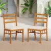 Tangkula Solid Acacia Wood Patio Chair Set Of 2 W/ Padded Seat Cushions