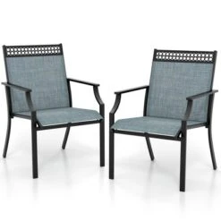 Tangkula Patio Dining Chairs Set Of 4 All Weather Outdoor Chairs W/ High Back & Armrests Blue 18 Tangkula Patio Dining Chairs Set Of 4 All Weather Outdoor Chairs W/ High Back & Armrests Blue -Tangkula GUEST 2693c627 3e50 4430 8f02 b0113af252a9