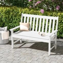 Tangkula 2-Person Outdoor Garden Park Bench All-Weather HDPE Patio Loveseat Chair With Cozy Backrest Ergonomic Loveseat Bench White -Tangkula GUEST 26e55688 1225 4103 89b3 d8fc97077d0f