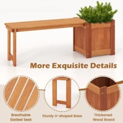 Tangkula Bench With Planter Box 2 In 1 Wooden Flower Box Kit With Seat Open-ended Base Slotted Construction 1/2pcs -Tangkula GUEST 27427609 385e 4fb0 b9d0 3daf288fefc3