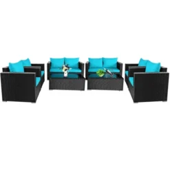 Tangkula 8PCS Rattan Patio Conversation Set Outdoor Furniture Set W/ Cushions -Tangkula GUEST 27500f5b 3776 400e 913a 6d7dc81185e3
