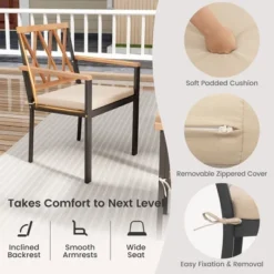 Tangkula 9 PCS Outdoor Patio Dining Set Rectangular Dining Table & Chairs Set For 8 W/Acacia Wood Tabletop Metal Frame -Tangkula GUEST 2759f257 9df8 43a2 90f2 93b7f7214849