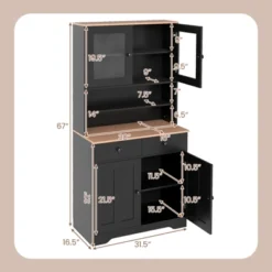 Tangkula Pantry Cabinet 67" Tall Kitchen Floor Cabinet W/ 2 Removable Shelves 2 Drawers 17 Tangkula Pantry Cabinet 67" Tall Kitchen Floor Cabinet W/ 2 Removable Shelves 2 Drawers -Tangkula GUEST 27b39dcb 15a0 4d0d 8c2e 7fa482b4491d