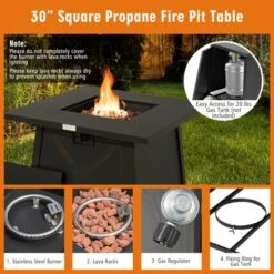 Tangkula 6-Piece Patio Furniture Set W/ 30" Propane Fire Pit Table Outdoor PE Wicker Conversation Set W/ Cushions &Tempered Glass Coffee Table -Tangkula GUEST 284a009b 6069 4a0b 859b 097ecbfe0edd