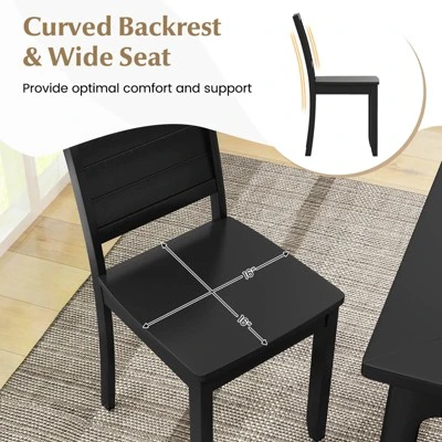 Tangkula 4 PCS Armless Wood Dining Chair W/ Rubber Wood Legs Curved Backrest Kitchen 2 Tangkula 4 PCS Armless Wood Dining Chair W/ Rubber Wood Legs Curved Backrest Kitchen - Image 2