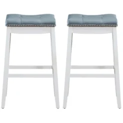 Tangkula Set Of 4 Saddle Bar Stools Backless Nailhead Counter Stool With Grey Cushions Coffee/White 21 Tangkula Set Of 4 Saddle Bar Stools Backless Nailhead Counter Stool With Grey Cushions Coffee/White -Tangkula GUEST 28bbd3b6 2618 4260 b364 9f54715b62fc
