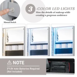 Tangkula 360° Rotating Mirrored Jewelry Cabinet Armoire 3 Color LED Modes Lockable Gray -Tangkula GUEST 28cfbd1b 53e7 4a6d 8701 bbe4cd76a4fa