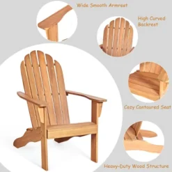 Tangkula 2PCS Wooden Classic Adirondack Chair Lounge Chair Outdoor Patio Natural -Tangkula GUEST 2931a59d c5d1 4fc7 bd0b 0a3ae8f2d273