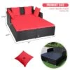 Tangkula Patio Rattan Daybed With 4 Pillows Cushioned Sofa For Outdoor