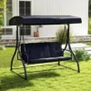 Tangkula Converting Patio Swing Chair Porch Swing Bed W/Adjustable Canopy & Thickened Cushion