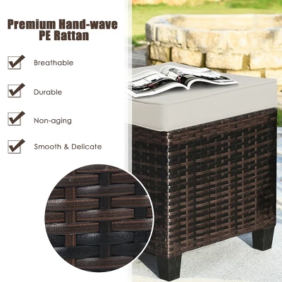 Tangkula 4PCS Rattan Ottoman Outdoor Patio Furniture Cushioned Footstool Footrest 5 Tangkula 4PCS Rattan Ottoman Outdoor Patio Furniture Cushioned Footstool Footrest - Image 5