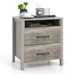 Tangkula 2 PCS Nightstand W/ 2 Drawers Farmhouse Bed Side Table W/ Open Storage Shelf -Tangkula GUEST 2a390bf3 92ca 464b 88bf 18230d90e2ed