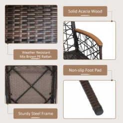 Tangkula Patio PE Rattan Dining Chairs Set Of 2/4 Patio PE Wicker Armchairs With Removable Cushions And Acacia Wood Armrests 14 Tangkula Patio PE Rattan Dining Chairs Set Of 2/4 Patio PE Wicker Armchairs With Removable Cushions And Acacia Wood Armrests -Tangkula GUEST 2acdfa4f fe22 4cce a2af 464b528dfc00