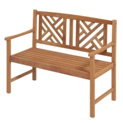 Tangkula 2-Person Acacia Wood Bench Outdoor Slats Loveseat Chair With Armrest 800lbs Load Capacity Comfortable Patio Chair -Tangkula GUEST 2ae4b6ef b0e7 4fce b712 2b81e4e1ce6f