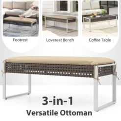 Tangkula 43 Inch Patio Rectangle Ottoman Pack Of 2 W/ Metal Legs & Seat Cushion -Tangkula GUEST 2b0ca5fb 1324 4bc8 a6f2 9dafbca7ea14