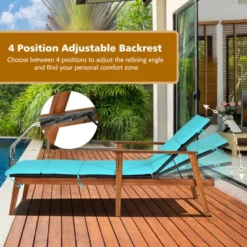Tangkula Set Of 3 Chaise Lounge Chair Set Acacia Wood Frame Adjustable Backrest W/Cushions -Tangkula GUEST 2b515c50 e3e4 4567 a3cb 24d53ed99afd