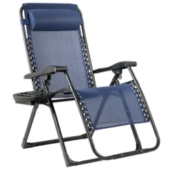 Tangkula Oversized Zero Gravity Lounge Chair Folding Recliner W/ Cup Holder & Pillow, Navy Blue -Tangkula GUEST 2b5f9226 b755 427f 853a 2bcf04c99169