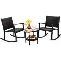Tangkula 3-Piece Wicker Rocking Bistro Set Outdoor Conversation Set With Coffee Table -Tangkula GUEST 2b84eb83 f581 4ea1 9811 d15a81d10d60