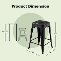 Tangkula 24" Set Of 4 Tolix Style Barstool Counter Height Metal Bar Stool Stackable Chair Black -Tangkula GUEST 2bd92196 5965 4798 a804 6d4e1ceaeaa3
