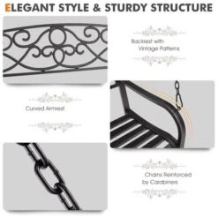 Tangkula Patio Hanging Porch Swing Outdoor 2-Person Metal Swing Bench Chair W/ Chains 16 Tangkula Patio Hanging Porch Swing Outdoor 2-Person Metal Swing Bench Chair W/ Chains -Tangkula GUEST 2c05fb84 3685 4d53 9ccd c7f32f1d4171