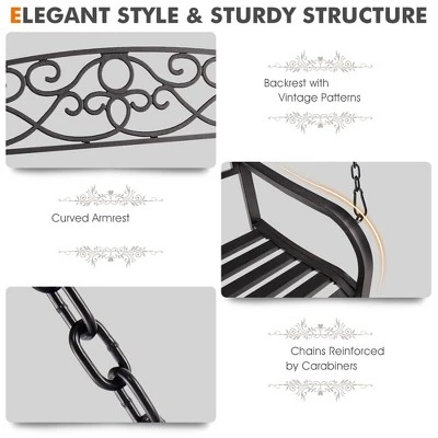 Tangkula Patio Hanging Porch Swing Outdoor 2-Person Metal Swing Bench Chair W/ Chains 7 Tangkula Patio Hanging Porch Swing Outdoor 2-Person Metal Swing Bench Chair W/ Chains - Image 7