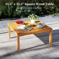 Tangkula Outdoor Coffee Table W/ Slatted Tabletop Small Outside Table Square Patio Table -Tangkula GUEST 2c2efc89 e64a 4d8a ab28 db1315f9de5d