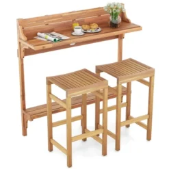 Tangkula 6 PCS Acacia Wood Balcony Table Set W/ Shelf Footrest Curved Wood Seat 18 Tangkula 6 PCS Acacia Wood Balcony Table Set W/ Shelf Footrest Curved Wood Seat -Tangkula GUEST 2c4dca23 c671 42d6 9a71 c8fd09dcf866
