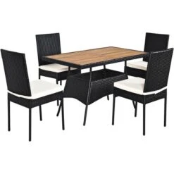 Tangkula 5PCS Outdoor Rattan Wicker Dining Set Acacia Wood Table & 4 Chairs With Cushions 6 Tangkula 5PCS Outdoor Rattan Wicker Dining Set Acacia Wood Table & 4 Chairs With Cushions -Tangkula GUEST 2cd6ee16 6e2e 4014 9b8b 395fb6ea19ba